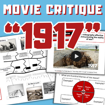 Preview of 1917 The Movie Worksheet, Discussion - Film Study, World War One, Trench Warfare