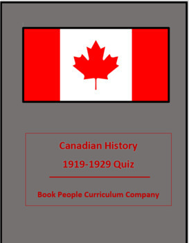 Preview of 1919-1929 Quiz: Canadian History (Digital)