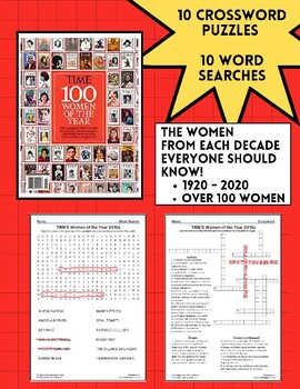 Preview of 100 Important Women Students Need to Know (TIME Magazine) Crossword/Word Search