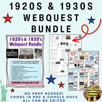 Preview of 1920's & Great Depression, 1930's Webquest Bundle