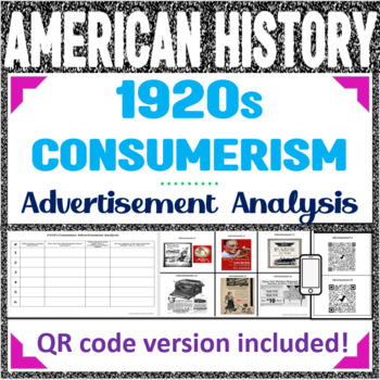 Preview of 1920s Consumerism Advertising Analysis Lesson