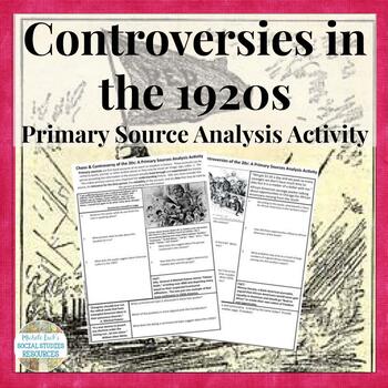 Preview of 1920s Controversies Primary Source Analysis Handout Homework US U.S. History