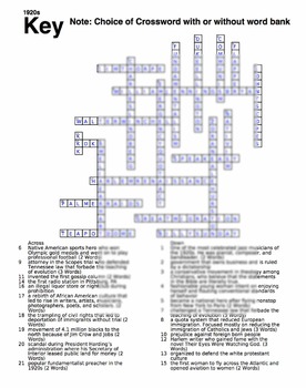 1920s Crossword Puzzle Review (Roaring 20s) by Burt Brock #39 s Big Ideas