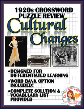 Preview of 1920s Crossword Puzzle Review: Cultural & Lifestyle Changes Crossword Puzzle