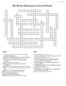1920s Crossword Puzzle Review: Harlem Renaissance Crossword Puzzle
