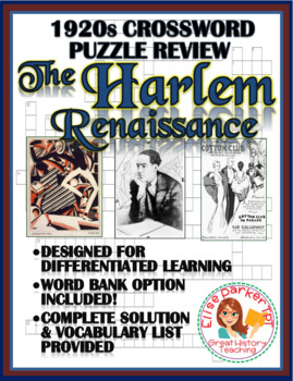 Preview of 1920s Crossword Puzzle Review: Harlem Renaissance Crossword Puzzle