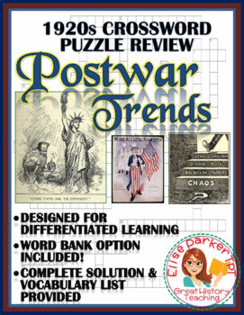1920s Crossword Puzzle Review: Postwar Trends by Elise Parker TpT