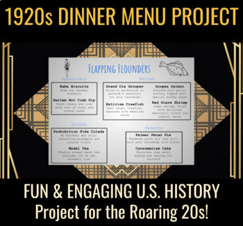 Preview of 1920s Dinner Menu Project - U.S. History FUN & ENGAGING!