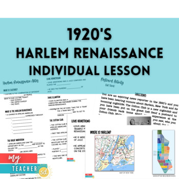 Preview of 1920s Harlem Renaissance Individual Lesson