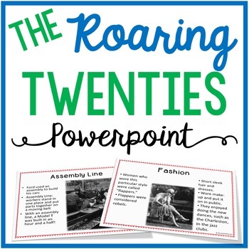 Preview of The Roaring Twenties Lesson and Notes Activity - 1920s, Roaring 20s
