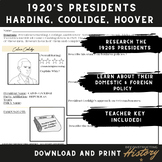 1920s Presidents - Harding, Coolidge, Hoover Graphic Organizers