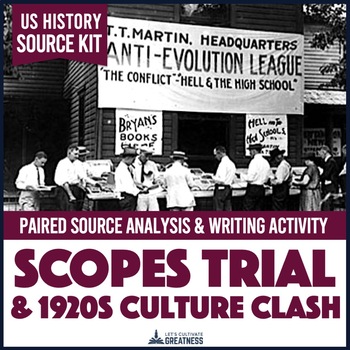Preview of 1920s Scopes Trial Primary Source Writing Activity Print & Digital