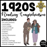 1920s  Reading Comprehension Worksheet Bundle Roaring Twen