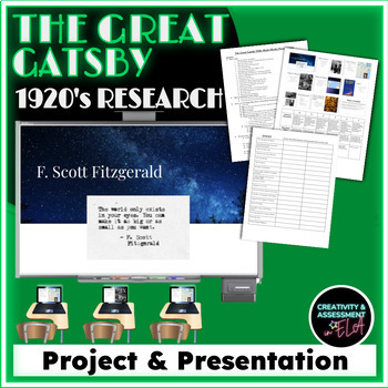 Preview of The Great Gatsby Introduction to 1920s Background Research Project Presentation