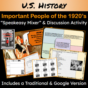 Preview of U.S. History | 1920's People | Speakeasy Mixer & Class Discussion Activities