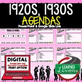 1920s and 1930s Agenda PowerPoint & Google Slides Agenda