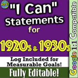 1920s and 1930s "I Can" Statements & Log: Measure Learning