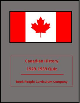 Preview of 1929-1939 Quiz: Canadian History (Digital)
