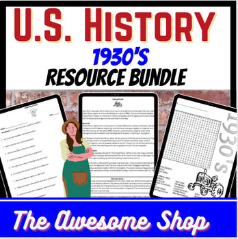 Preview of US History Great Depression & New Deal Supplemental Unit Bundle W/ Worksheets