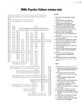 1930s Crossword Puzzle Review Culture Of The 1930s By Elise Parker TpT   Original 3242425 4 