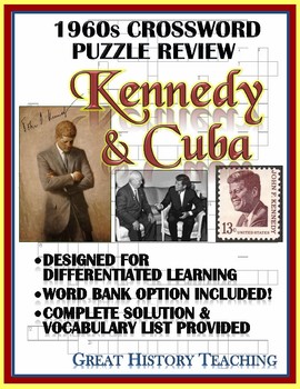 1960s Crossword Puzzle Review Kennedy And Cuba By Elise Parker Tpt