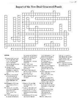 1930s Crossword Puzzle Review: Impact of the New Deal by Elise Parker TpT