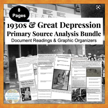 Preview of 1930s Great Depression Primary Source Analysis BUNDLE SET