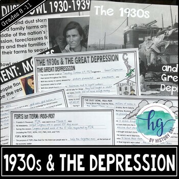 Preview of 1930s and the Great Depression during Hoover and FDR PowerPoint & Guided Notes