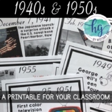1940s and 1950s Timeline Printable for Bulletin Boards and