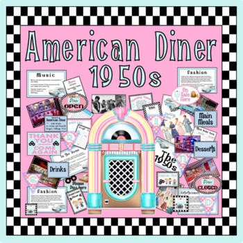 Preview of 1950s AMERICAN DINER ROLE PLAY & TEACHING RESOURCES EYFS KS1 KS2 FOOD