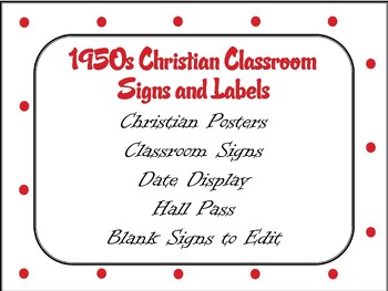 Preview of 1950s Christian Classroom Signs and Labels
