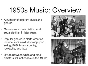 Preview of 1950s Music Presentation (PowerPoint)