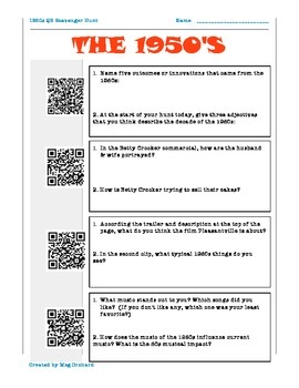 Preview of 1950s QR code Scavenger Hunt!