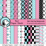 1950s Retro Sock Hop Digital Papers & Backgrounds for Scho