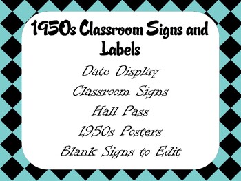 Preview of 1950s Style Classroom Signs and Labels