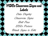 1950s Style Classroom Signs and Labels