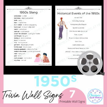 Preview of 1950s Trivia Printable Wall Signs