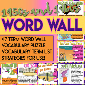 Preview of 1950s and 1960s Word Wall Vocabulary Puzzle