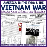 1960s America Vietnam War Worksheet Activity Bundle