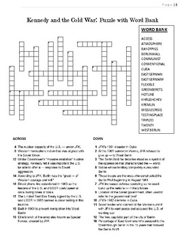 1960s Crossword Puzzle Review: JFK and the Cold War by Elise Parker TpT