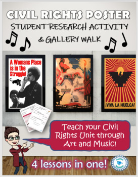 Preview of 1970s & Civil Rights Movements - Poster & Music Analysis - Gallery Walk