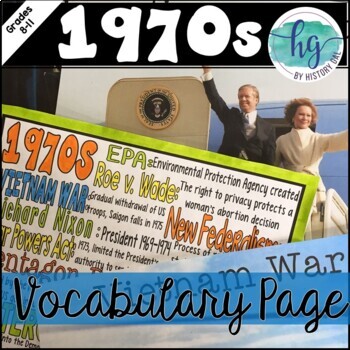 Preview of 1970s Vocabulary Page and PowerPoint (Print and Digital)