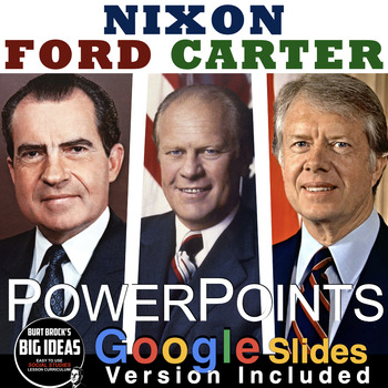 Preview of 1970s Nixon, Ford, Carter PowerPoints/Google Slides and Student Guided Notes