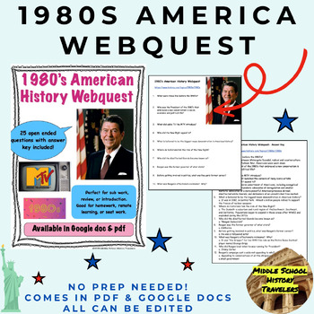 Preview of 1980's American History Webquest