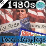 1980s Vocabulary Page and PowerPoint (Print and Digital)