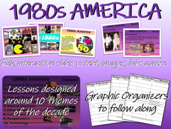 Preview of US HISTORY -1980s America - visual, textual, engaging 50-slide PPT