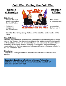 Preview of 1980s Ronald Reagan & Foreign Affairs - Cold War Affecting countries Lesson