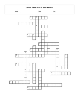 1984 2009 Grammy Album of the Year Crossword with Key by Maura