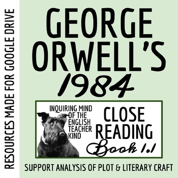 Preview of 1984 Book 1 Chapter 1 Close Reading Worksheet for Google Drive