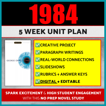 Preview of 1984 by George Orwell, Unit Plan, Novel Study, Bundle Discussion Questions Theme